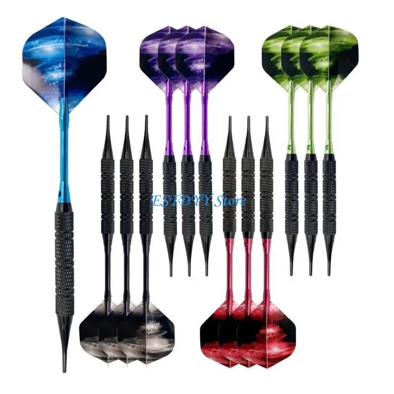 

G6DE 12pcs Tip Darts Aluminum Shaft with 100 Nylon Soft Tips for Electronic Plastic Dartboard Indoor Outdoor Games