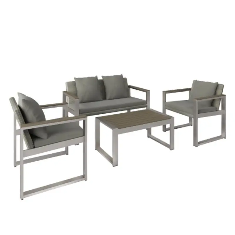 Aluminum and rattan Modern 4-piece sofa seating group Patio garden outdoor