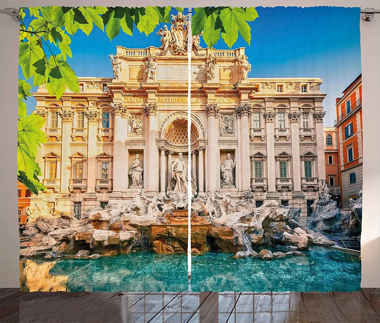 Italy Blackout Curtains Fountain Di Trevi Famous Travel Destination Tourist Attraction European Landmark Window Curtain