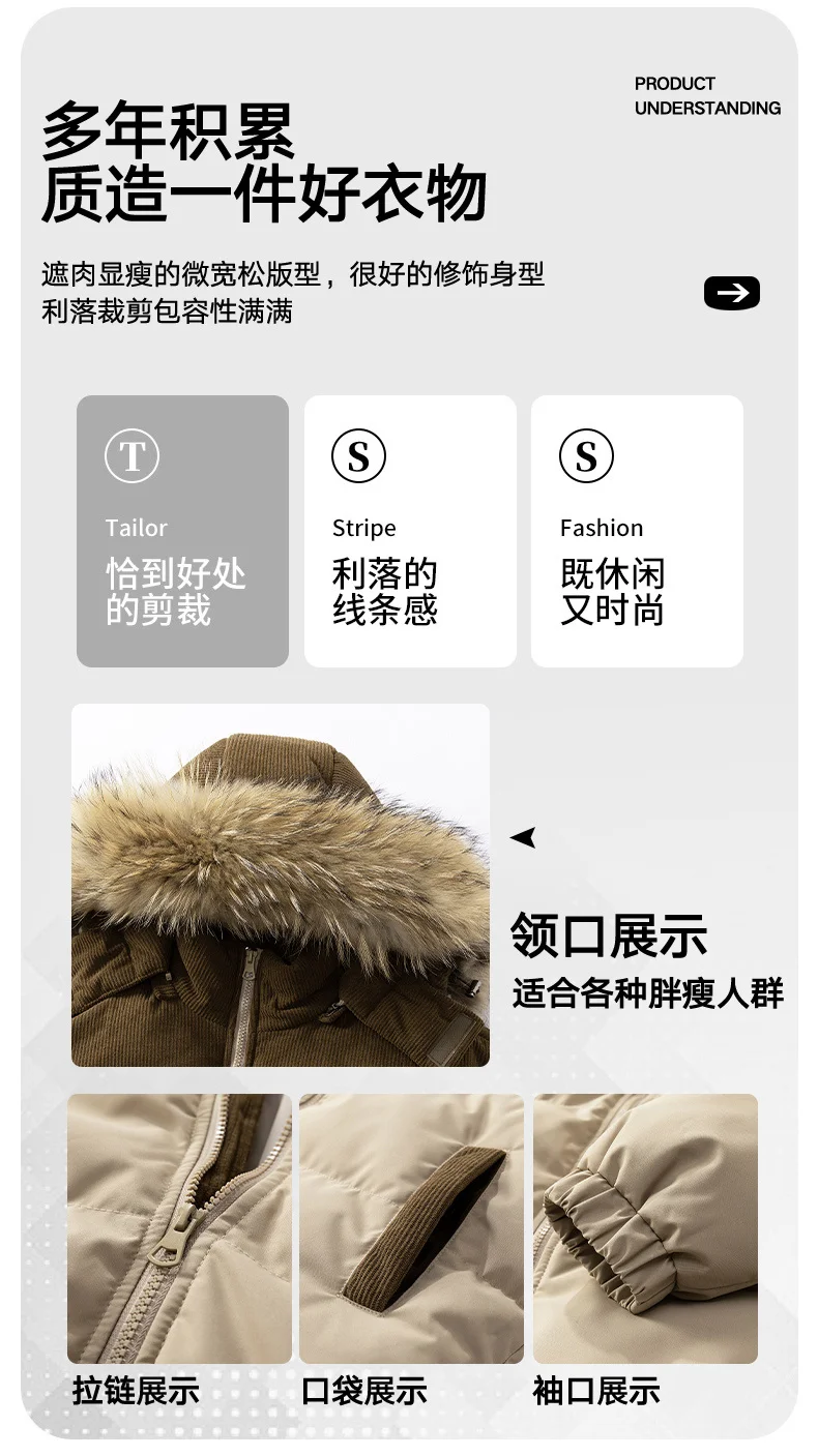 New Style Hooded Warm Parkas Coats for Men Outdoor Comfortable Windproof Male Clothes Fashion All-match Outerwear Winter Thicken
