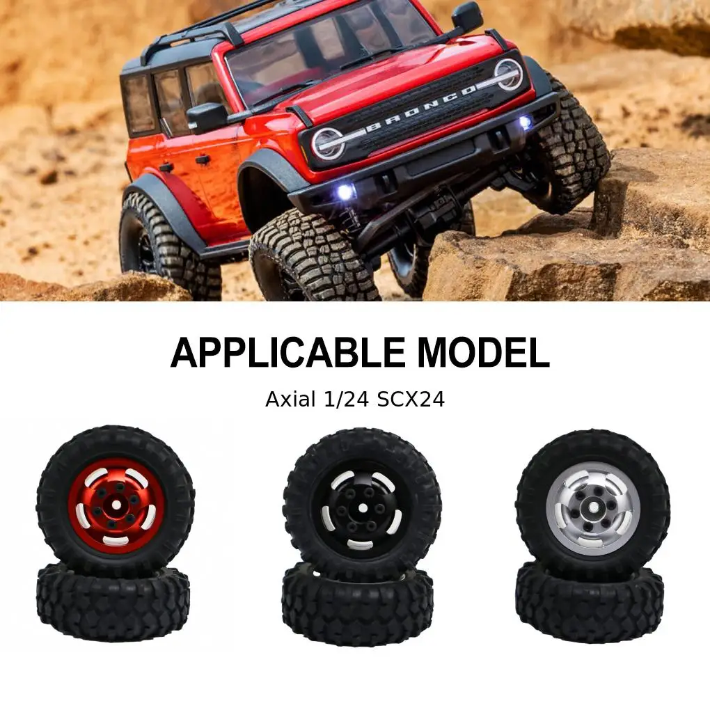 Llantas de plástico duraderas para coche teledirigido, piezas de repuesto para 1 24 Axial SCX24 RC, accesorios para coche teledirigido, pieza de actualización plateada