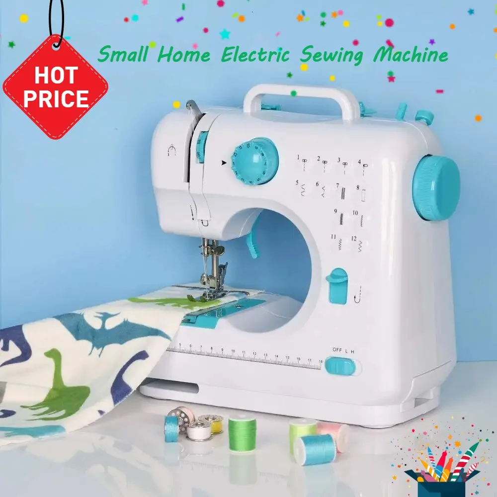 12 tipos de puntadas para el hogar, mini máquina de coser portátil pequeña, máquina de punto de bloqueo eléctrica, máquina de sastrería automática para pies de coche