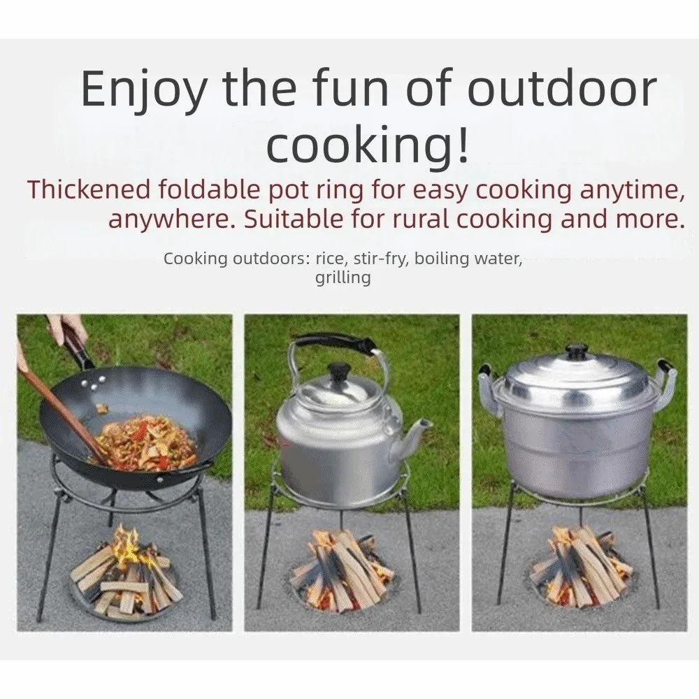 

Foldable Camping Campfire Tripod Reinforced Steel Heavy Duty Pot Rack Durable Construction Portable Camping Grill
