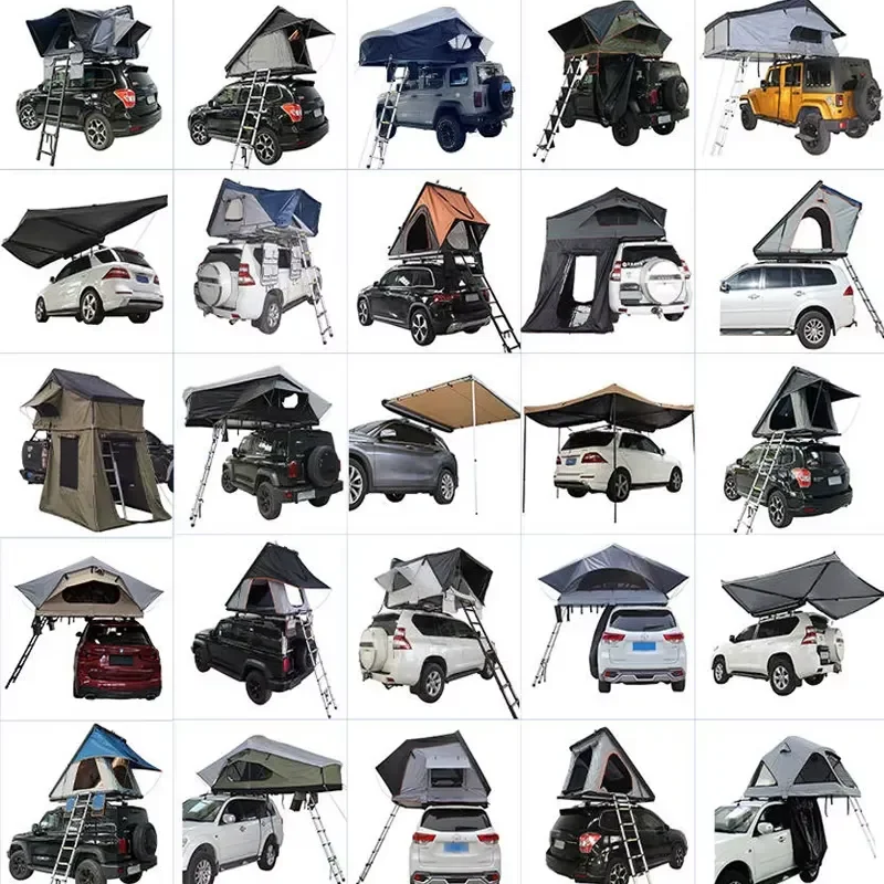 Factory Supply Aluminium Hard Shell Roof Top Tent with Luggage Racks Waterproof Camping Cars