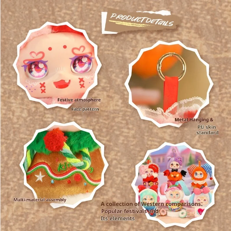 Scatola cieca originale Kimmon Happy Moment Series Scatola misteriosa Simpatico giocattolo con ciondolo per bambola con faccia in vinile morbido Regalo a sorpresa di Natale