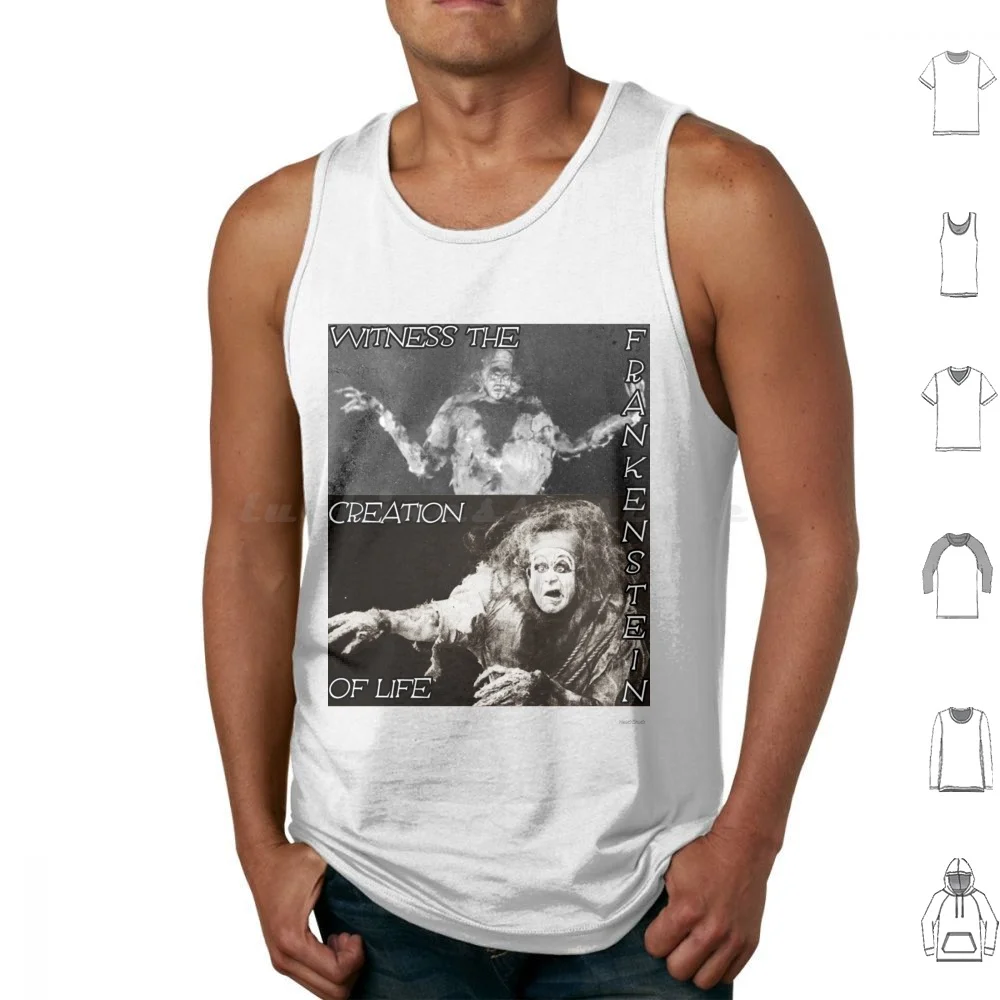 

Франкенштейн Создание жизни О.г. Майки с рисунком ужасов, жилет без рукавов Франкенштейн Франкенштейн 1910 Франкенштейн