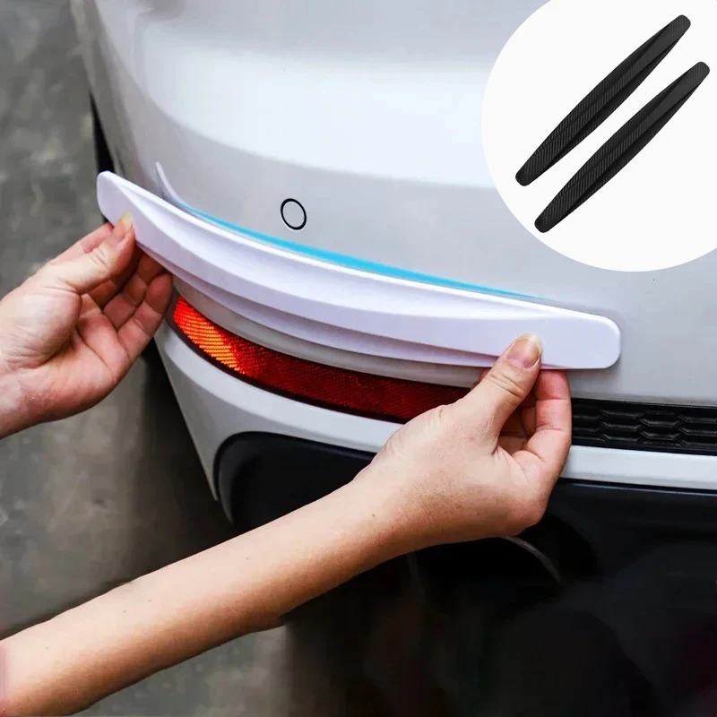 2pcs Car Bumper Protector Strip Universal Car Soft Rubber Front And Rear Corner Cover Guard Lip Strip Sticker Protector Parts