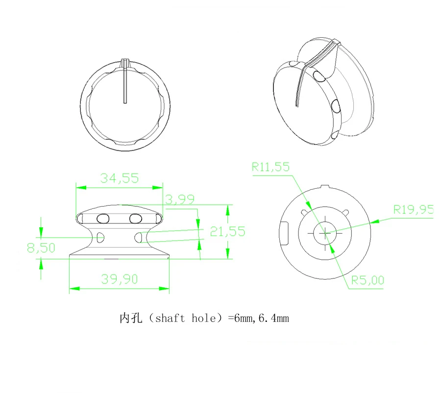 Ampmart Gitarrenverstärker Lautstärkeregler Potentiometer-Schalterknopf Bakelit-Knopf Loch 6,0mm – Detail 1