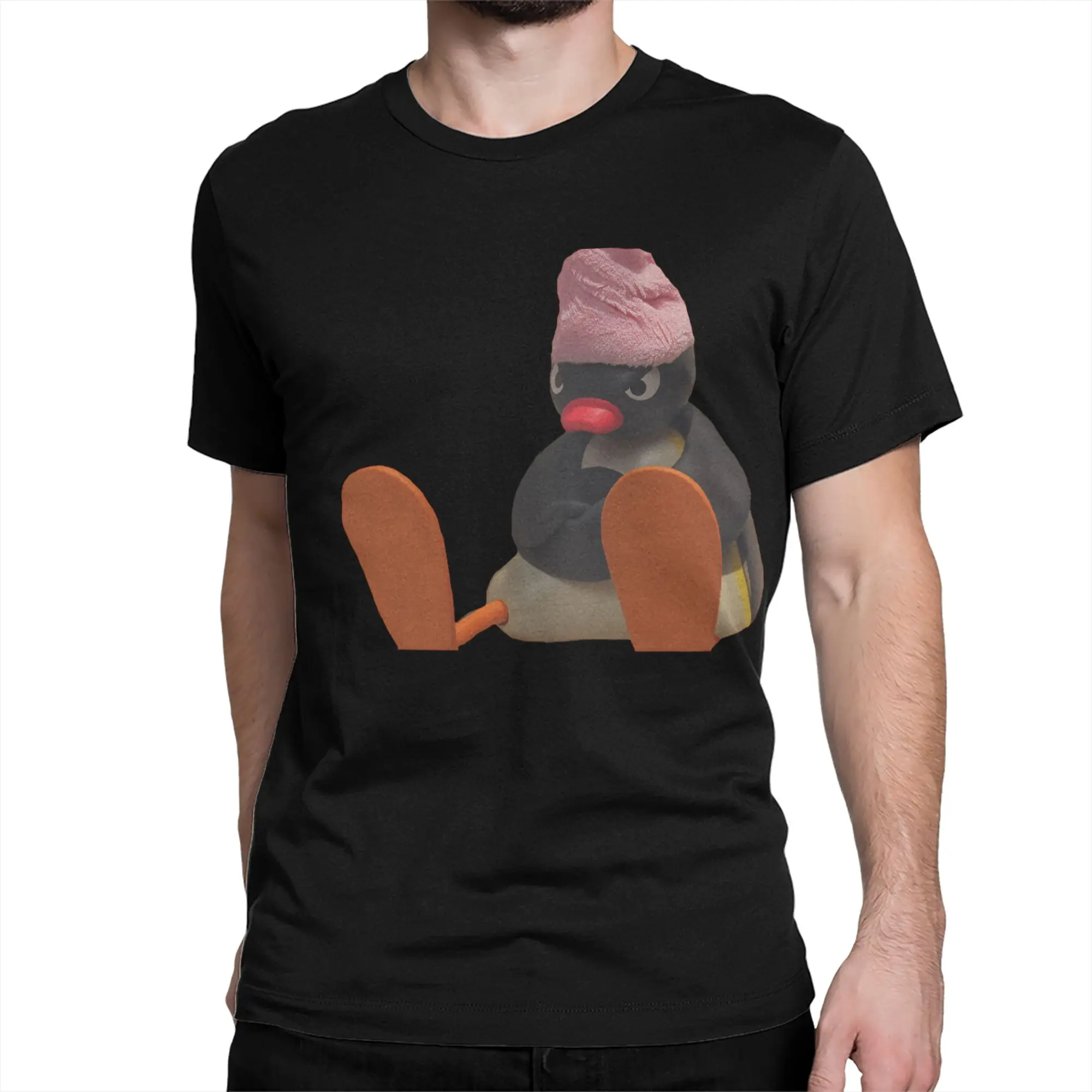 Noot Pingu الرجال النساء تي شيرت فوط استحمام البطريق رهيبة تيز قصيرة الأكمام Crewneck تي شيرت القطن الجرافيك القمم #2
