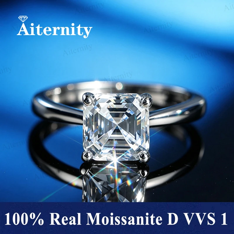 Verstellbarer Smaragdschliff-Ring mit Moissanit-Edelstein, S925 Sterlingsilber, Diamanttester-geprüft, funkelnder 18K Gold Herrenring – Detail 12