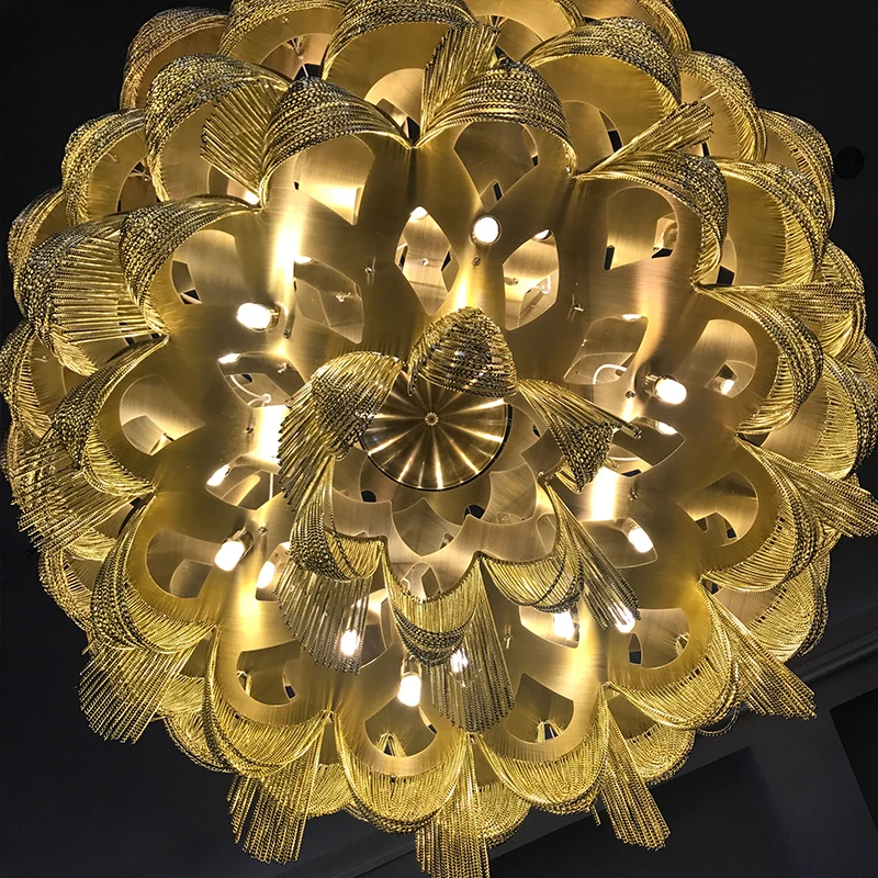 

New LED chandelier chain art lighting luxury villa duplex chandelier hotel lobby decoration lamp customizable size