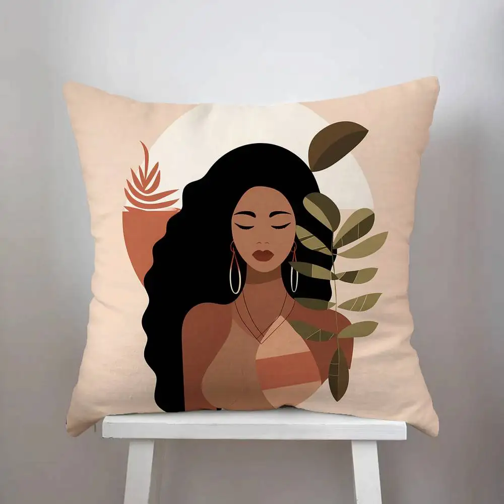 المرأة الأفريقية كيس وسادة فاخر على الوجهين لوسائد السيارة 45x45 الوسائد غطاء المنزل والديكور أريكة المخدة 50x50