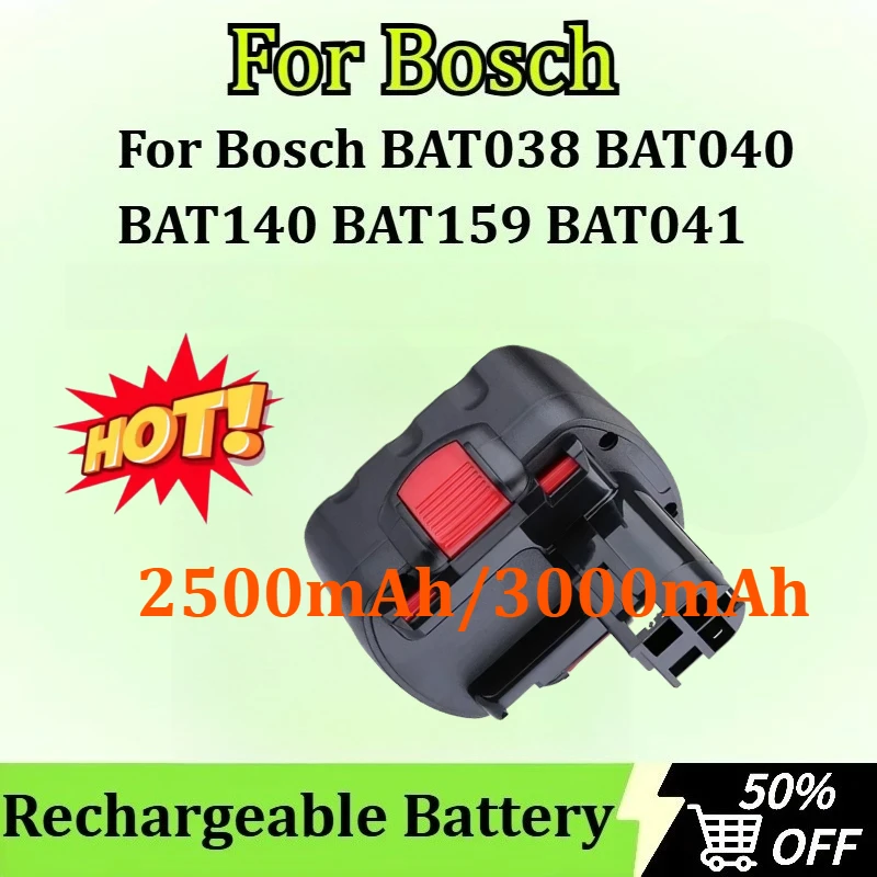 

New 14.4V 2500mAh/3000mAh NI-MH Battery for Bosch BAT140 BAT159 BAT038 BAT040 3660K BAT041 PSR GSR GWS GHO Rechargeable Battery