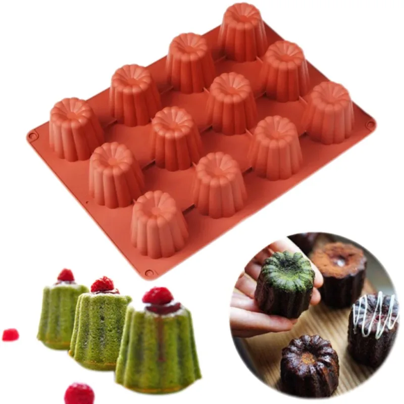 12 Holes Stampo Pandoro Chocolate Cake Mold Canele Muffin Cupcake Silicone Molds DIY Pudding Mousse Kitchen Pastry Baking Tools