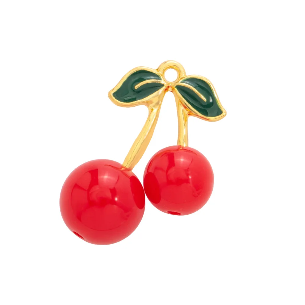 سبيكة النفط يقطر الكرز قلادة ثلاثية الأبعاد الفاكهة مجوهرات الإكسسوار قلادة DIY بها بنفسك الكرز مجوهرات الإكسسوار