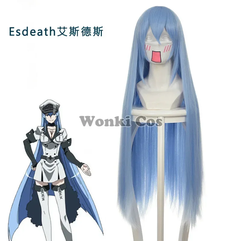 Akame Ga KILL Cosplay para Mulher, Esdeath, Esdeath, Uniforme com Chapéu, Peruca Longa, Trajes de Festa