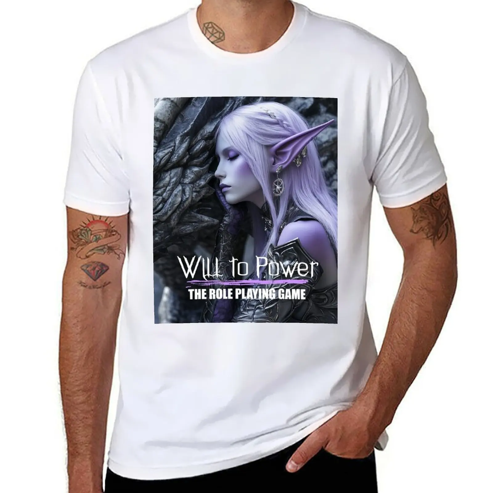 

Will to Power Wyrmaelf with Dragon T-Shirt man t shirt graphic t shirt man casual T-Shirt