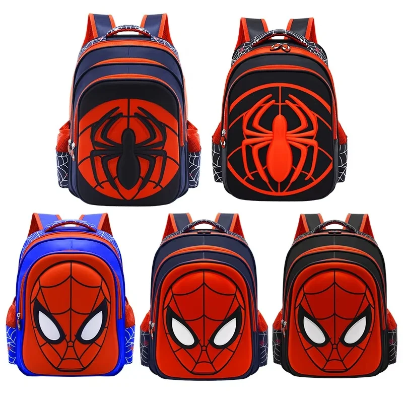 Disney Spiderman School Bag Pencil Case Captain America Children Cute Anime Figure Backpack Boys Primary Kids Kindergarten Gift