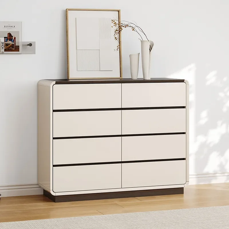 for Medieval Style Cream Solid Wood Chest of Drawers Modern Simple Bedroom Locker Six Drawer Cabinet Living Room Storage