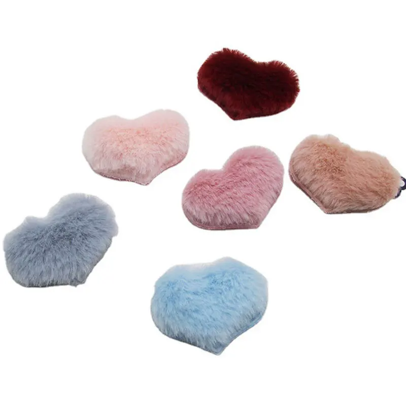 Small size 40pcs/lot Multi Color Furry Felt Padded Heart/Star/Crown Appliques for DIY Handmade Children\'s hair Clip Accessories