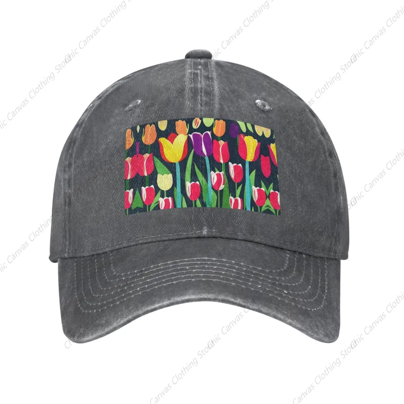 Colorful Tulips Pure Cotton Baseball Cap Fashion Adult Snapback Cap Men Women Four Seasons Adjustable Hat For Outdoor Sport