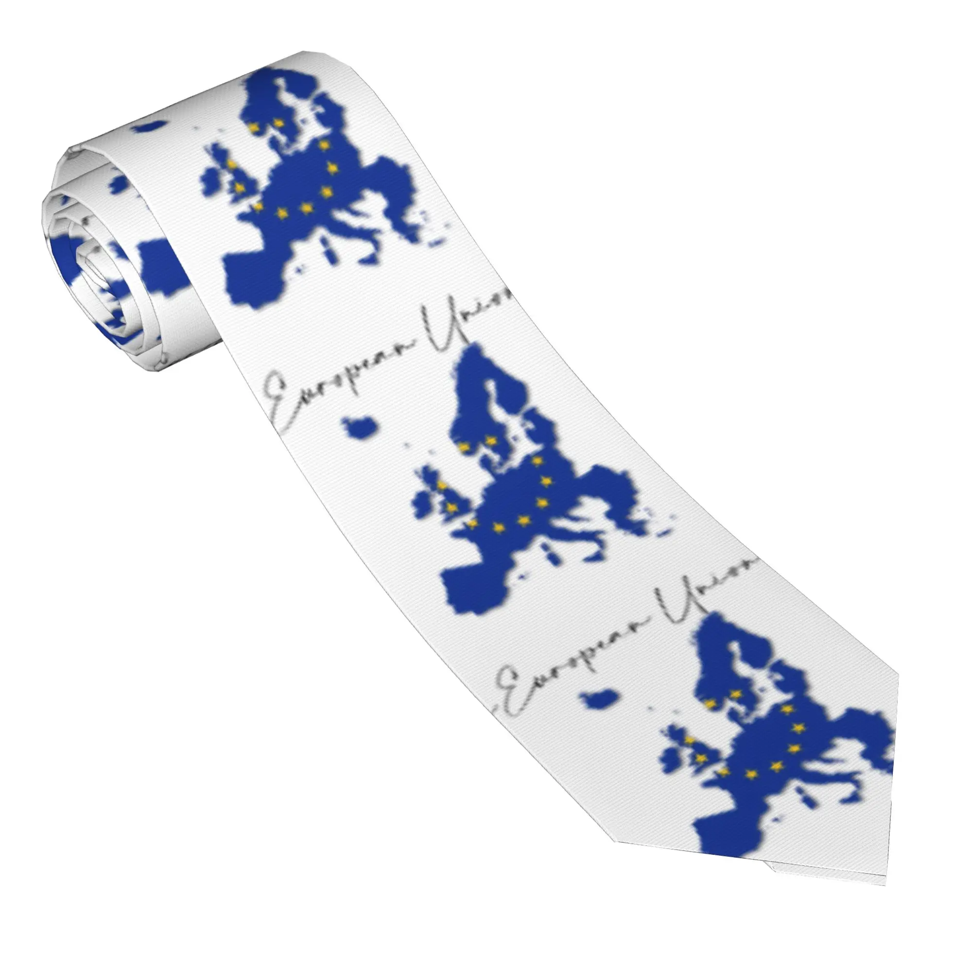European Union Country Map and Flag Tie  Wedding Neck Ties Casual Neck Tie For Men Women Design Collar Tie Necktie Gift Idea