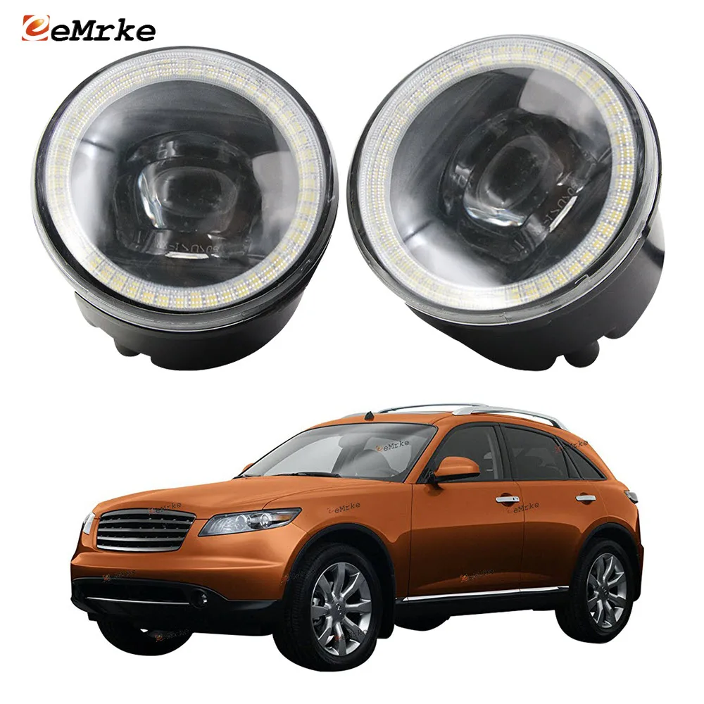 

LED Fog Light Cut-Line Lens for Infiniti FX S50 Facelift QX70 2006 2007 2008 FX35 FX45 Led Angel Eye DRL Daytime Running Lights