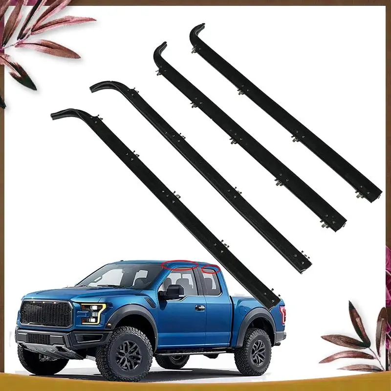 AB59-4Pcs Inner Outer Car Door Window Seal Belt Weatherstrip Kit F2TZ1521457A E7TZ1521453A For Ford F150 F250 F350 1987-1997