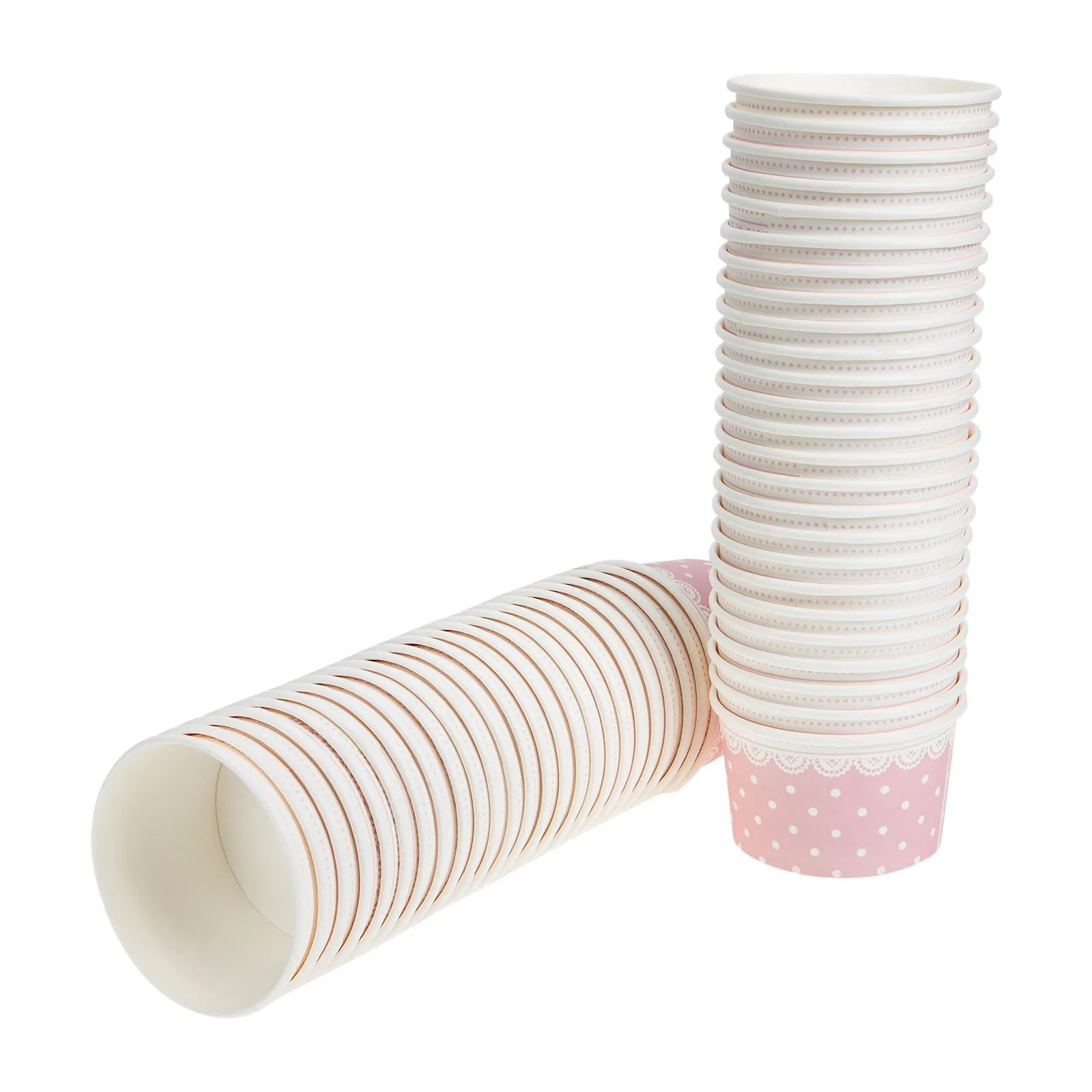 

50pcs Disposable Ice Cream Paper Bowls Sundae Cups for Dessert Salad Pink Container Yogurt Cup Home Party Use