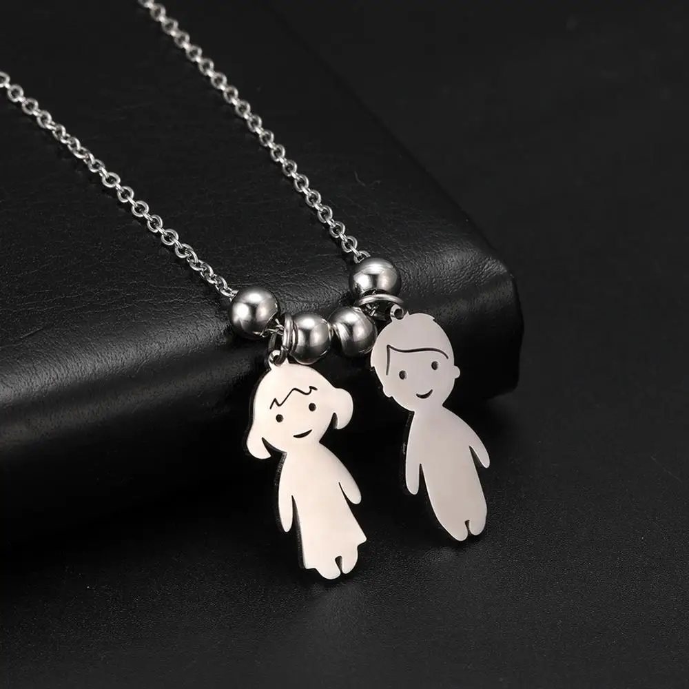 Lemegeton Personalized Custom Boy Girl Kids Family Name Pendant Necklace for Women Men Child Engraved Name Date Bijoux Gift