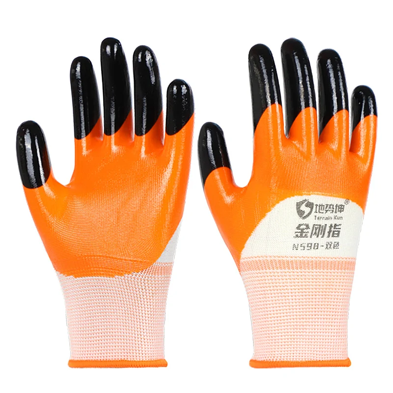 

Oil Proof & Wear Resistant Work Gloves, Nitrile Coated Waterproof & Anti-Slip Repair Gloves, Odor Free Industrial Men's Gloves