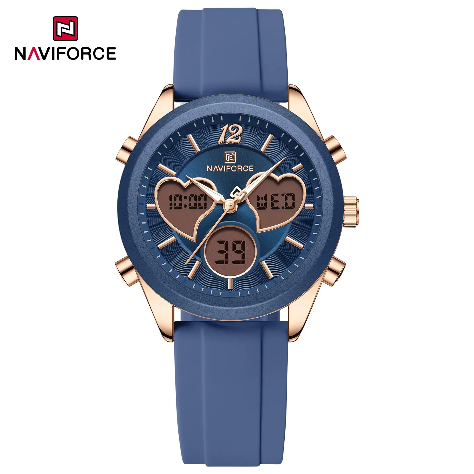 NAVIFORCE NF5045T Reloj elegante de lujo para mujer con doble pantalla resistente al agua pulsera para mujer relojes para mujer