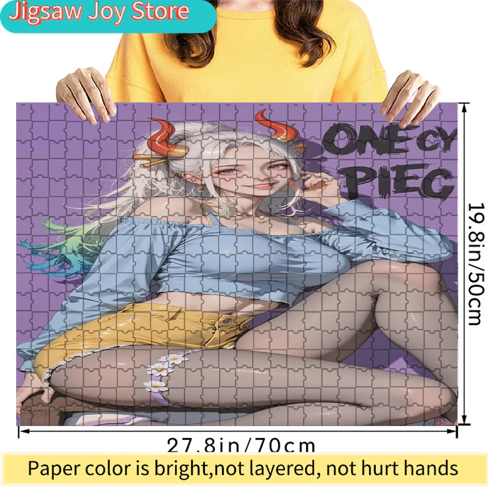 

Премиальный бумажный пазл с изображением персонажа One Piece Ямато в свежем повседневном стиле на фиолетовом фоне, 27,8x19,8 дюймов, большой размер S