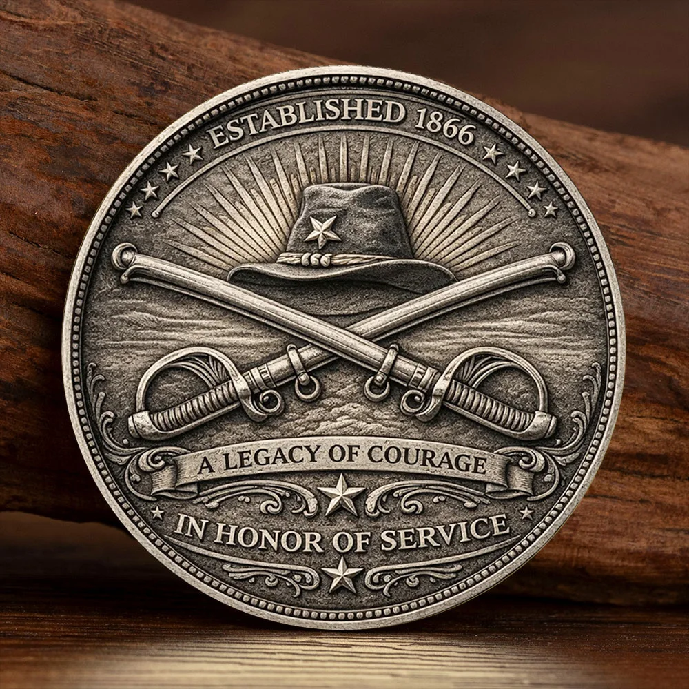 Buffalo Soldier Silvery Plated Commemorative Coin - Medal Honoring Valiant Service Eatablished 1866 Souvenir Coins