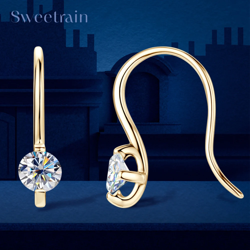 

Серьги Sweetrain 0,3 cttw с муассанитом, 100% серебро 925 пробы, серьги-капли для пирсинга для женщин, ювелирные изделия из золота 18 карат с покрытием, подарок высокого качества