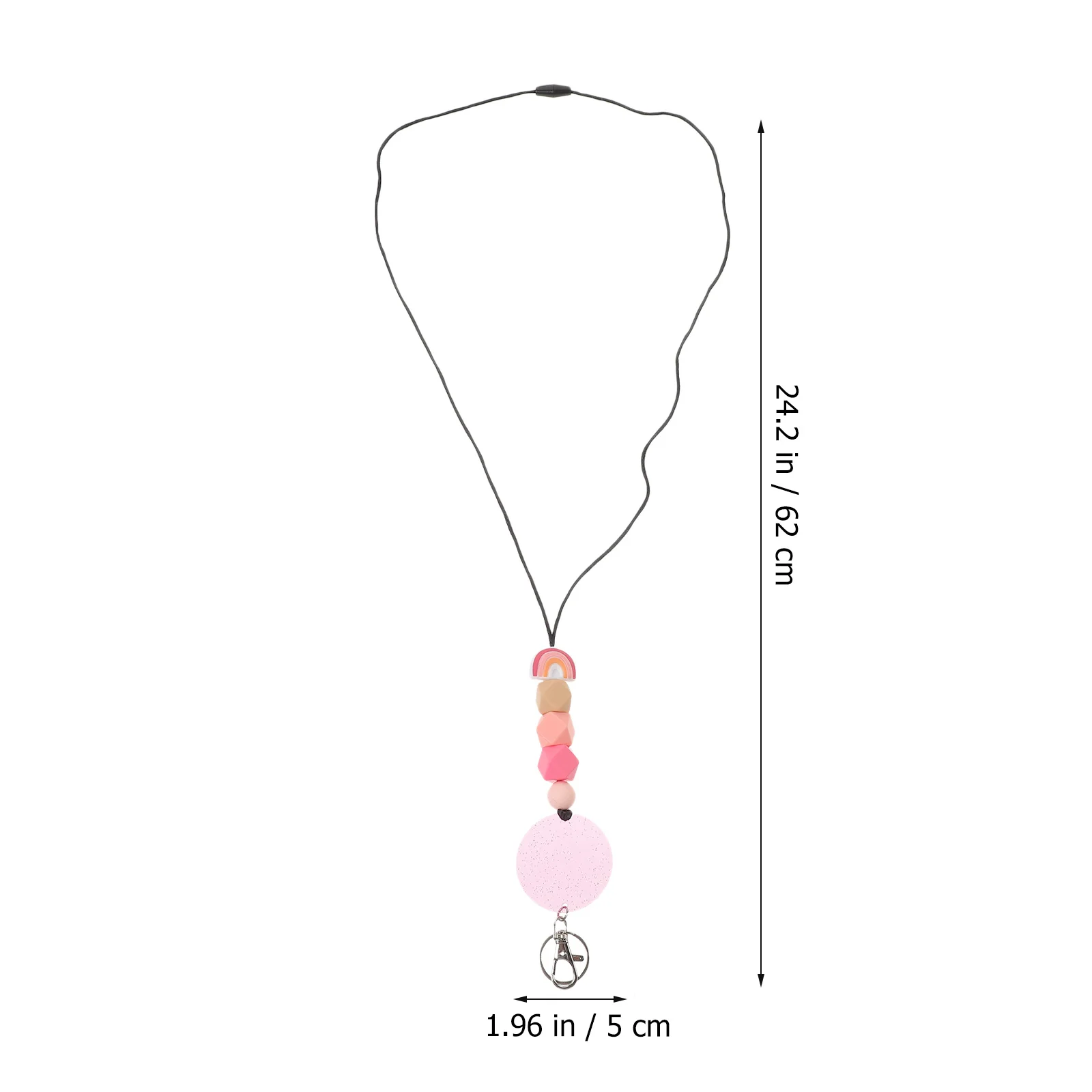 5Pcs Silicone Bead Lanyard Lightweight Key Ring with Hanging Rope for Id Badges Name Tags Students Workers Multi-Function Use