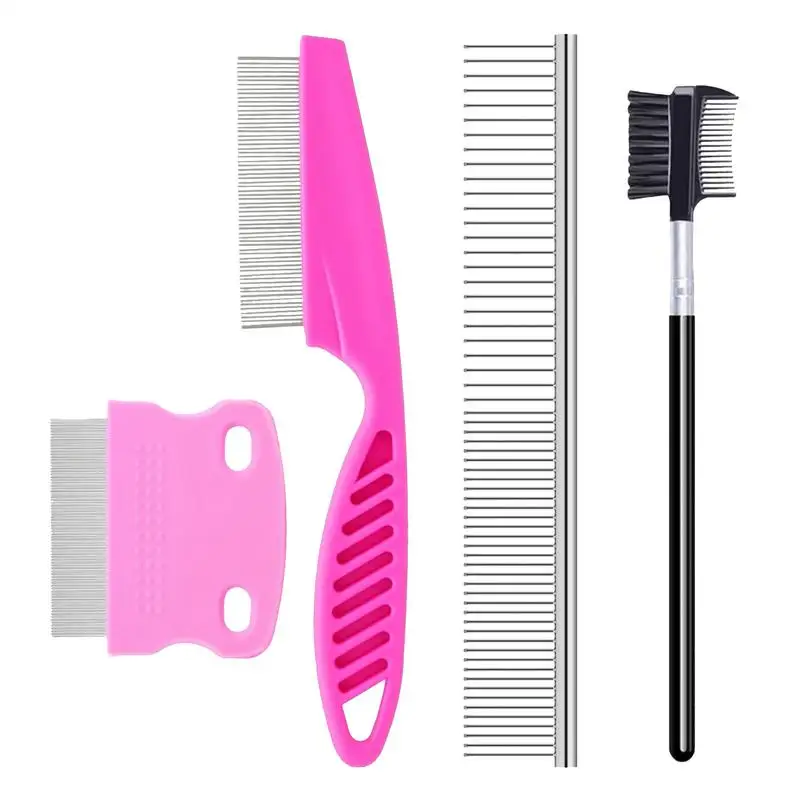 Pet Comb Set Pet Animal Care Protect Flea Comb for Cat Dog Stainless Steel Comfort Flea Hair Comb Multifunctional Grooming Brush