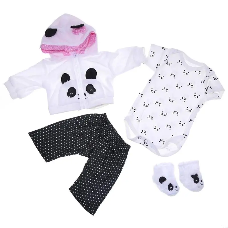 T3LA Baby Spielzeug Kleidung für 17-18 Zoll für Mädchen Panda Outfit Zubehör
