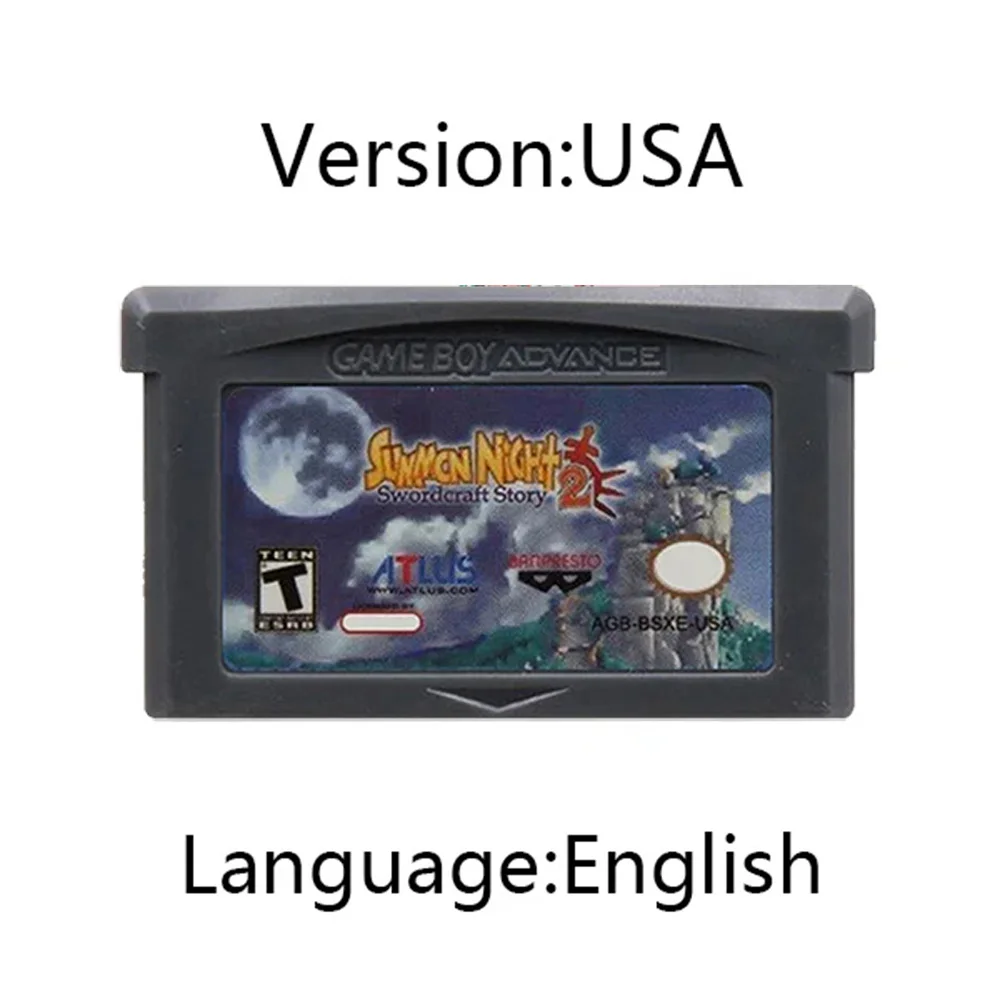 GBA Game Cartridge 32Bit Video Game Console Card Summon Night Series Summon Night SwordCraft Story 2 for GBA SP