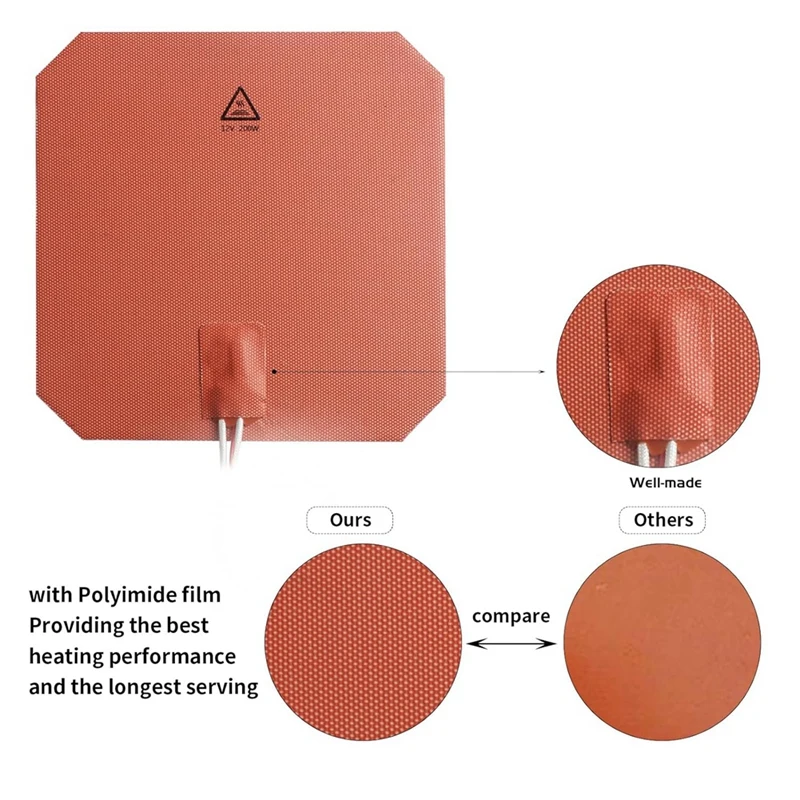 

3D Printer Accessory For Anycubi Mega DIY Part - 12V 200W Silicone Heated Pad 220X220mm