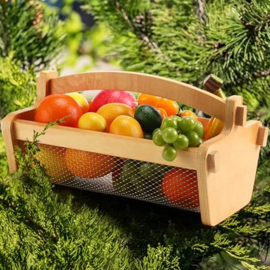 Cesta de malla para recolección de frutas y verduras con asa, versátil para jardinería, suministros de jardín, regalo para jardineros