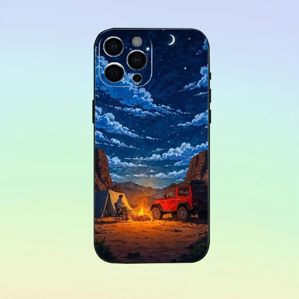 Etui na telefon do użytku na zewnątrz, na kempingu, do iPhone'a 17, 16, 15, 14, 13, 12, 11, miękki silikonowy czarny pokrowiec