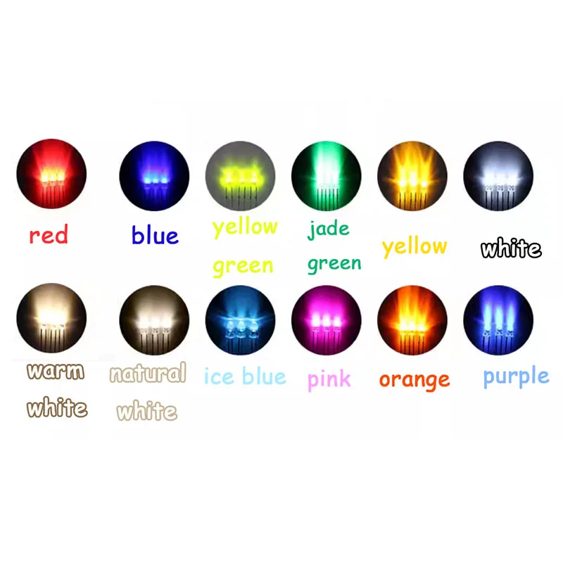 100 Uds. Cuentas de lámpara LED de montaje en superficie con cabeza redonda sin bordes de 3mm, cuentas de luz rojas, amarillas, verdes, azules y blancas y verdes