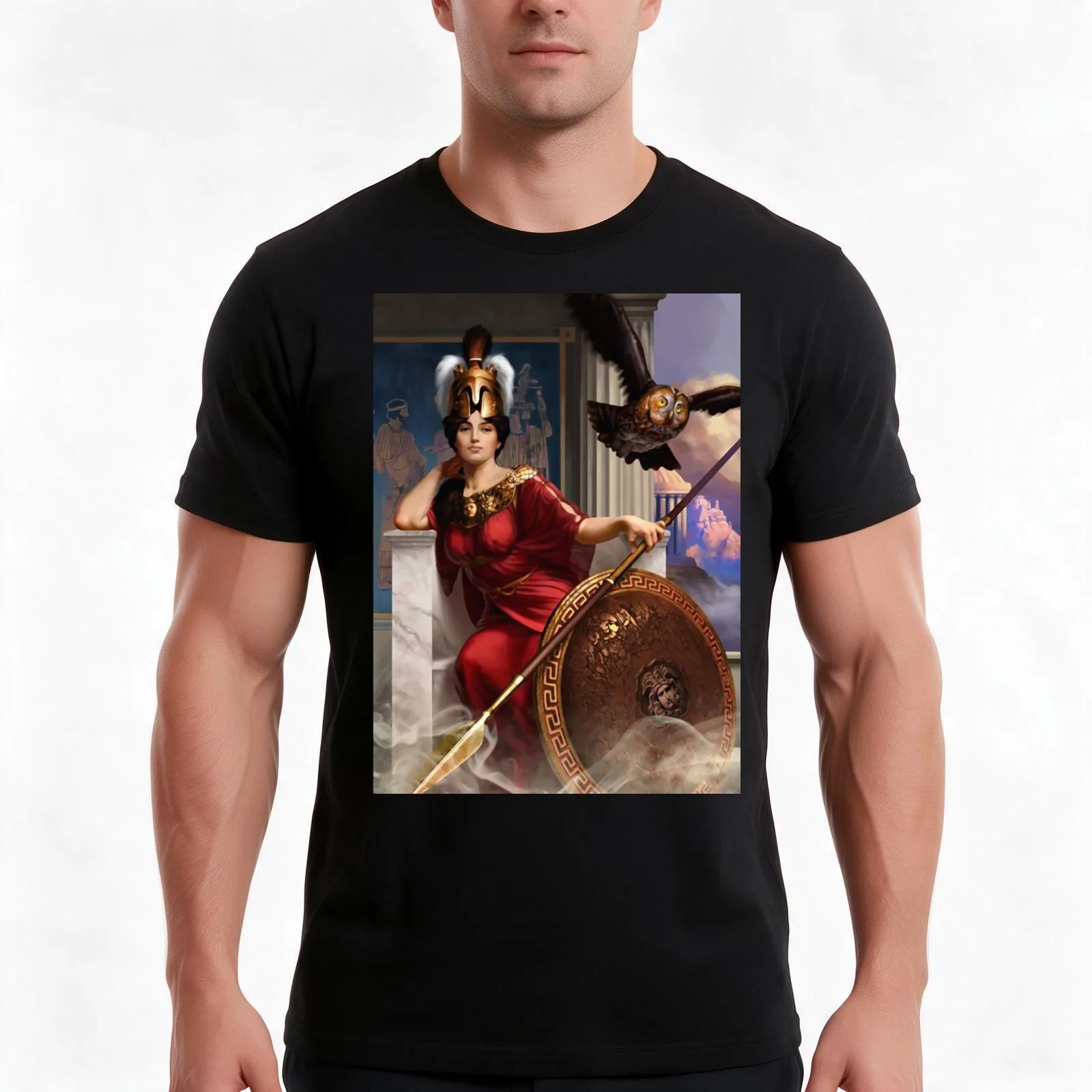 Athena Goddess T-Shirt Summer Casual Cotton Tee Oversized Streetwear Tops Vintage Graphic Print Loose Fit Short Sleeve