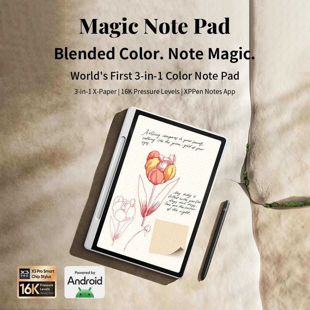 XPPen Magic Note Pad Android 14 Graphic Tablet Business Digital Writing Notebook Pad 3-in-1 Color Ink Paper E-book Reader