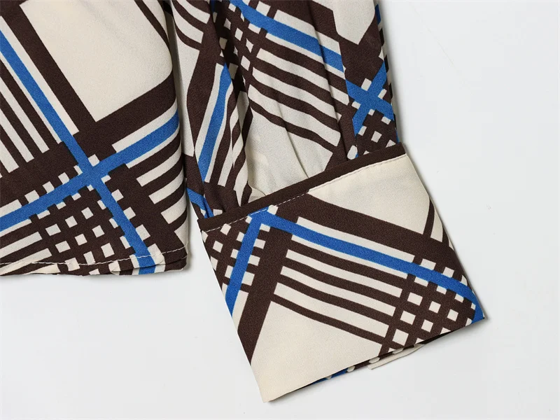 Женская рубашка, осень 2021, новый стиль, клетчатая рубашка с длинными рукавами и полувысоким воротником, свободный пуловер, рубашка, повседневная, универсальная, модная