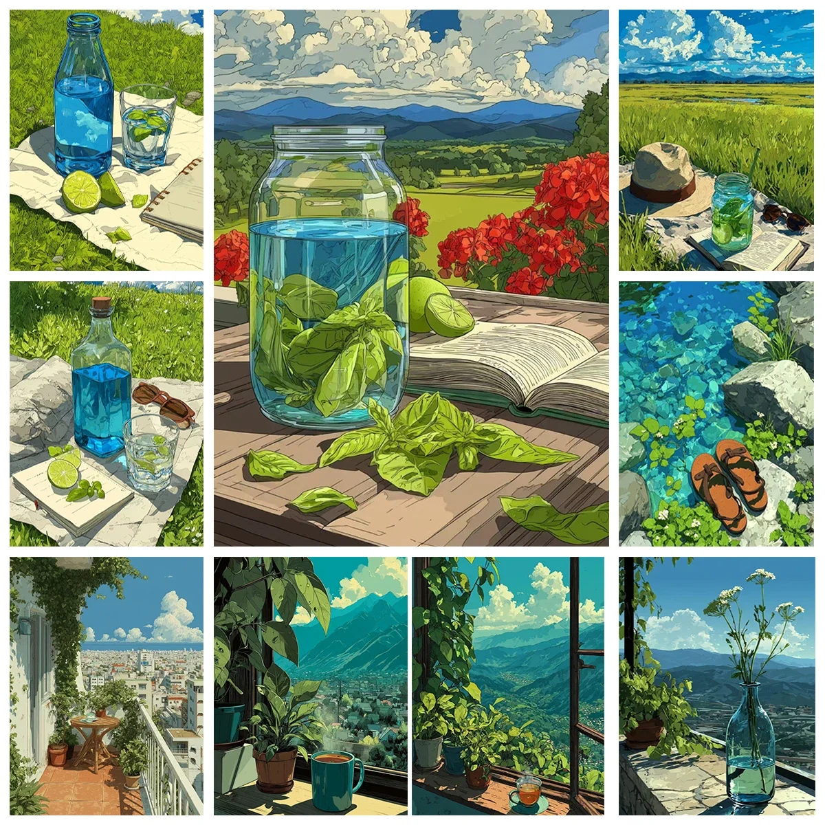 

Fresh Landscape Adult Digital Oil Painting DIY Set Hand-painted Oil Painting Frameless Digital Coloring Home Decoration