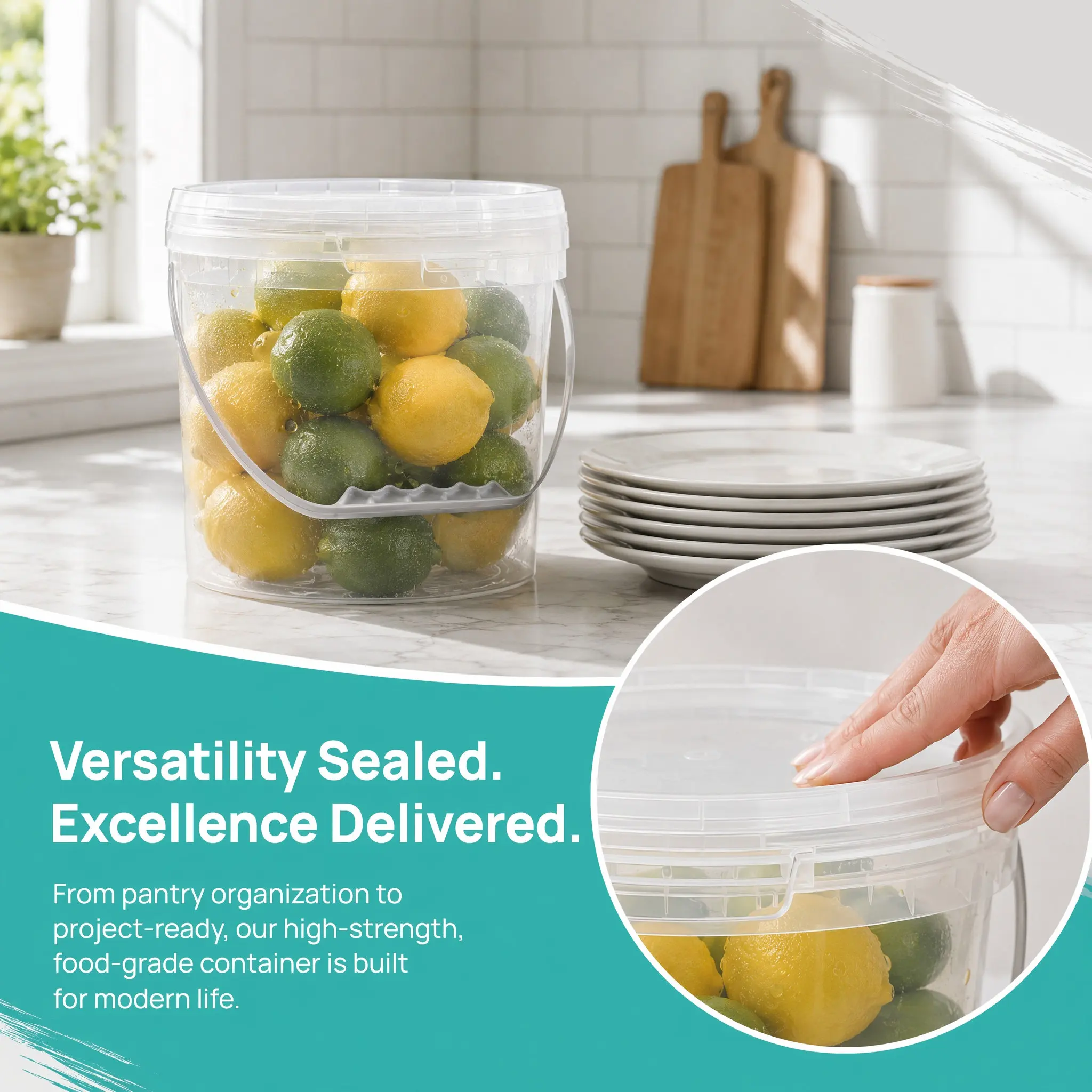 Food Grade Sealed Paint Bucket Heavy Duty Plastic Painting Container with Ergonomic Handle Airtight Lid for Art