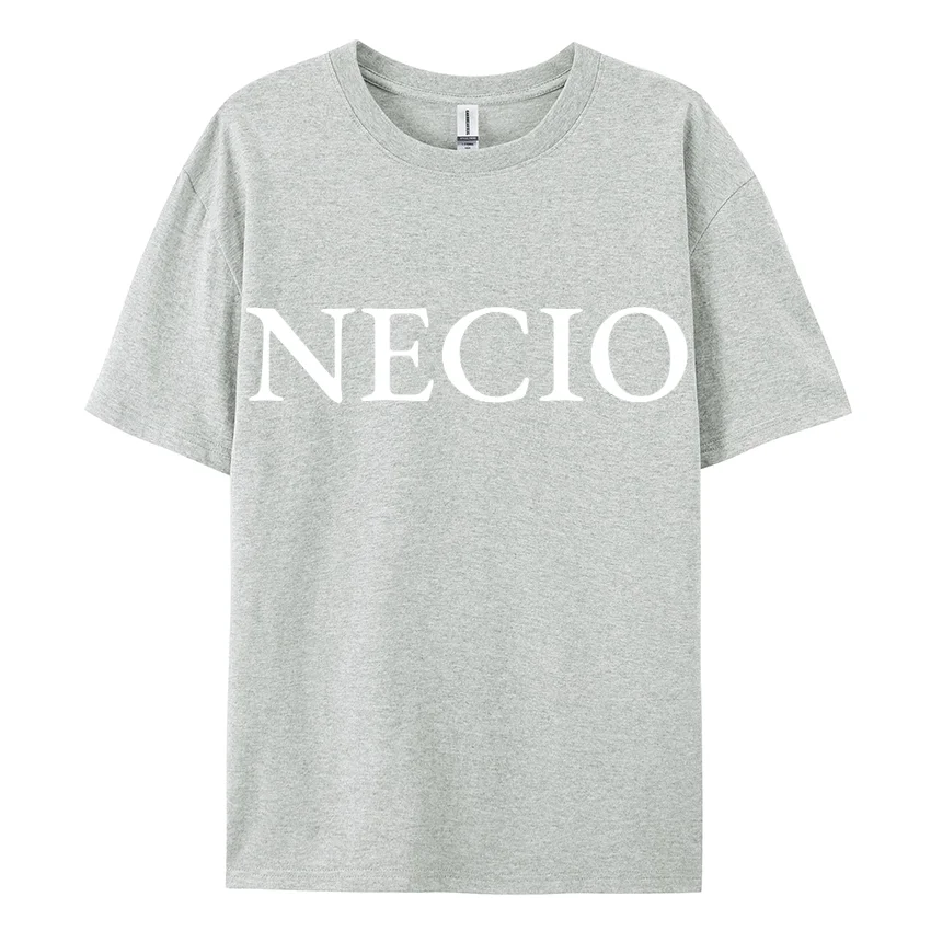 NECIO Monogram Print Cotton Women's T-Shirt Oversized Crew Neck Loose Short Sleeve Unisex Simple Fashion Casual Top Summer 2024