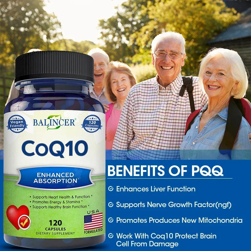 Organic Ultra High Absorption COQ10 Coenzyme Q10 Vascular and Heart Health Blood Pressure Balance Support Energy Brain Function